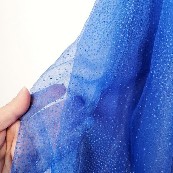 NWT Violet Weekend Juniors One-Shoulder Glitter Organza Ballgown in Azure Blue - Picture 7 of 11